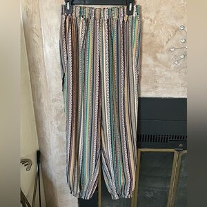 SHEIN Boho Print Harem Pants Elastic Waist Size L
